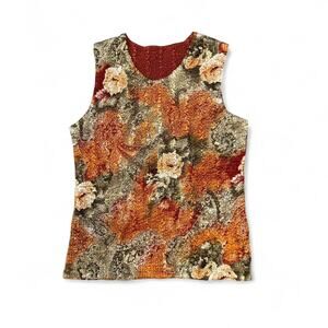 Reversible fairy grunge crinkle tank burt orange & floral womens size xs/small